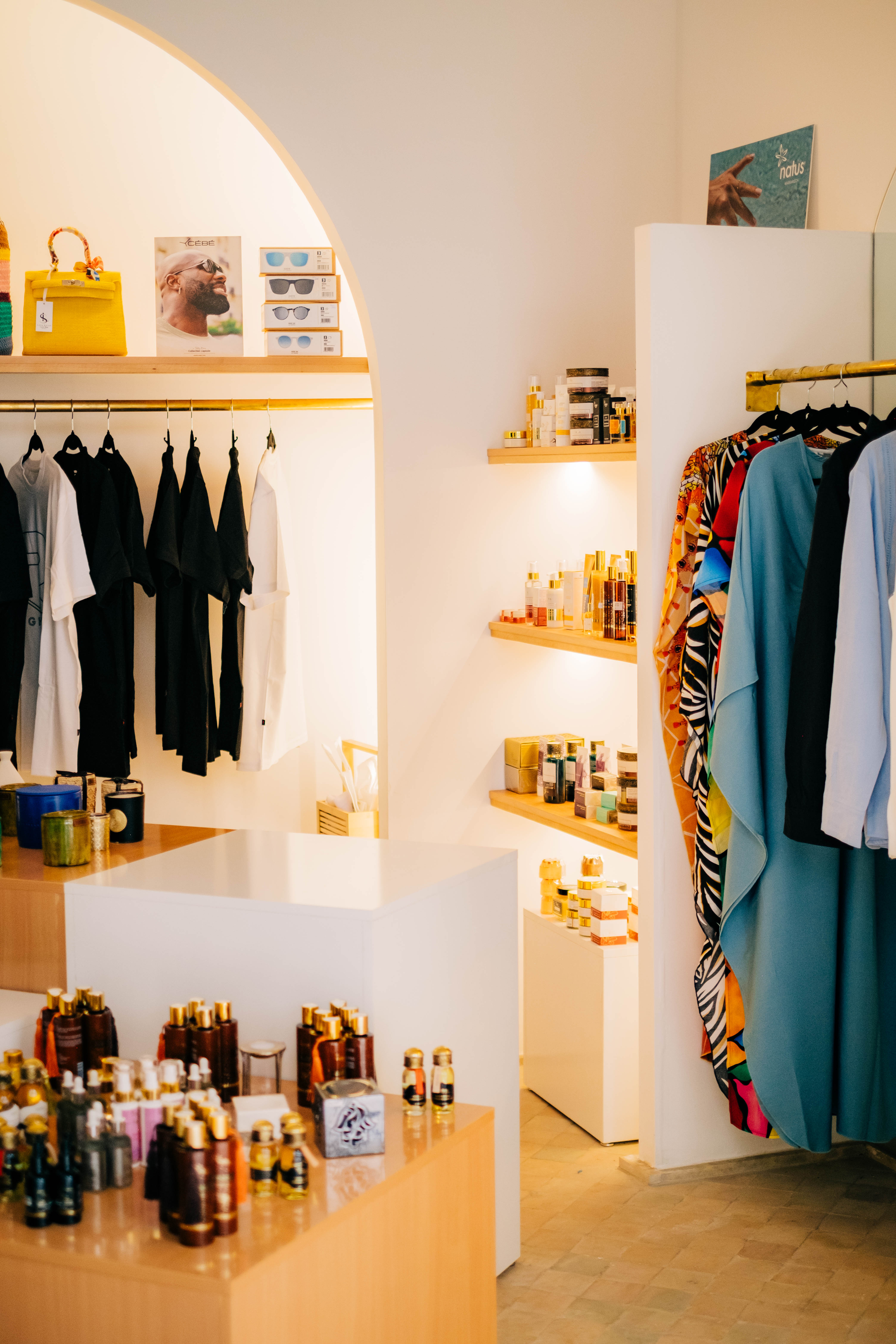 Moroccan handcrafted items, traditional pottery, jewelry display, authentic souvenirs, luxury gifts